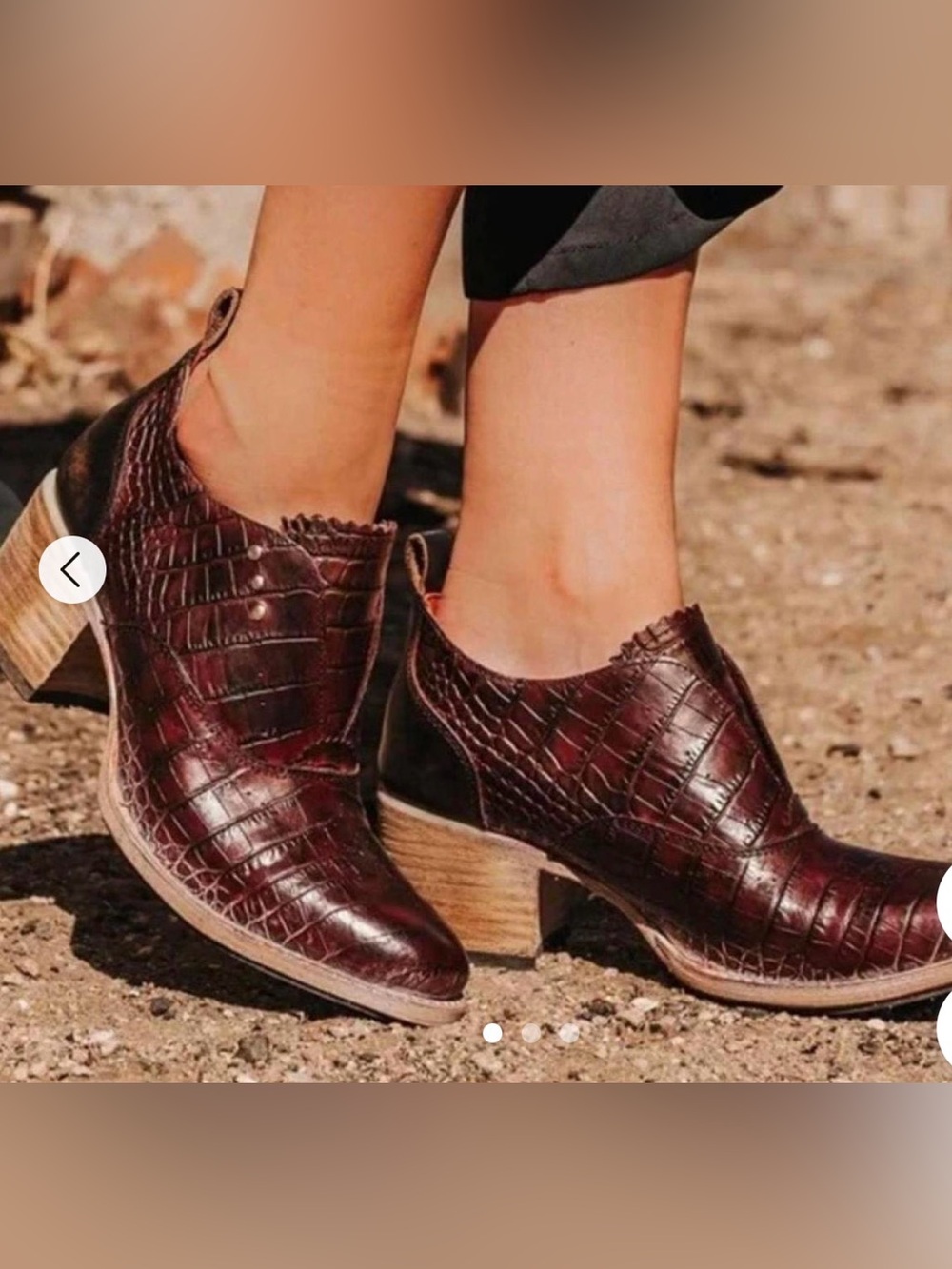 Freebird by Steven Sadie Wine Croc-Embossed Leather Heeled Ankle Boots sz 7